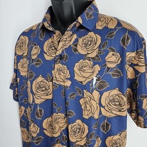 Grunk Dolfer Shirt Mens Medium Floral Print Golf Polo Performance Stretch New